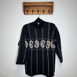 Kasha‎ de Rodier Black Striped Mock Neck Knit Sweater Women's Size Small France
